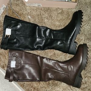 Wide calf moto riding boots